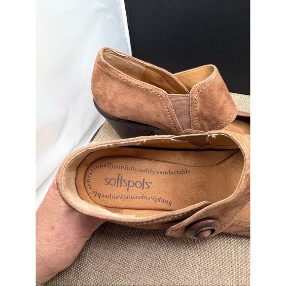 Soft Spots Suede Mary Jane Heels Size 9.5 Light Brown - Picture 6 of 9
